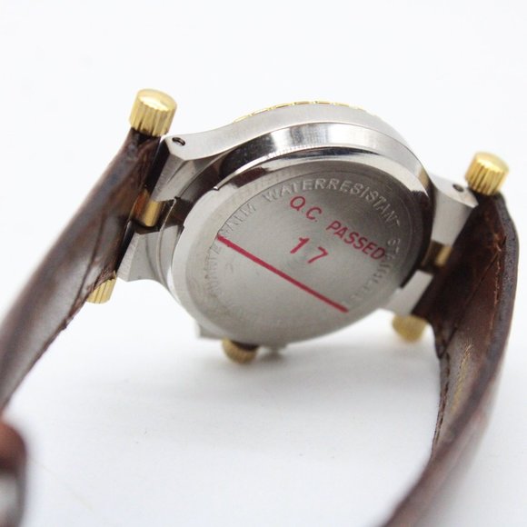 J.B Champion Watch Women Gold Tone Stainless Steel Classic White Dial Brown Band - Picture 8 of 8